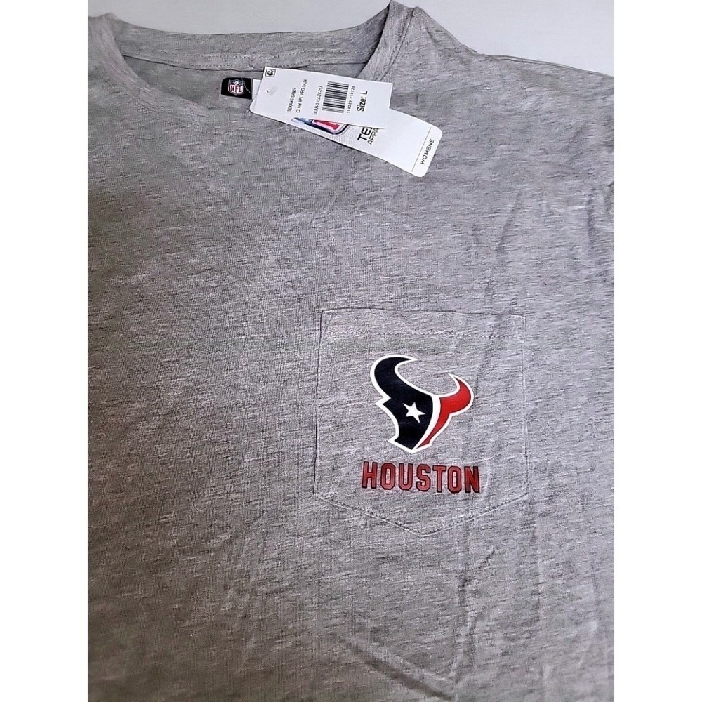 NFL Houston Texans Womens Large Grey Pocket T-Shirt Team Apparel‎